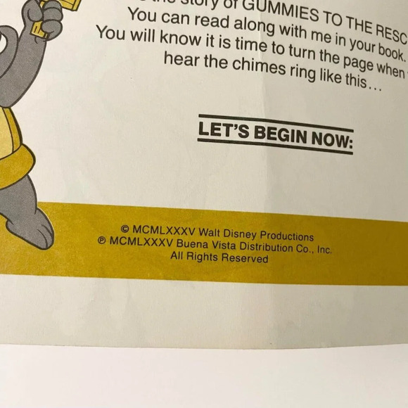 1985 Disneys Gummi Bears Gummies To The  Rescue Read Along Book Only No Record - Picture 10 of 16